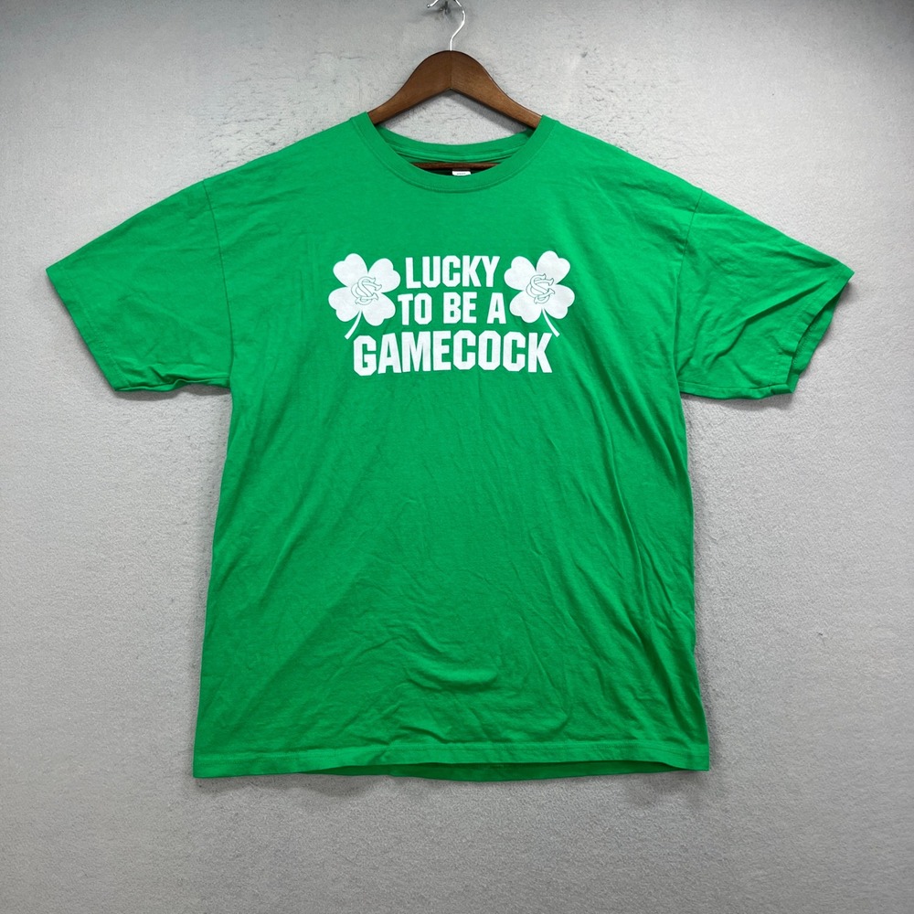 Carolina Gamecocks T Shirt Mens XL Green Lucky To Be A Gamecock Irish Collegiate